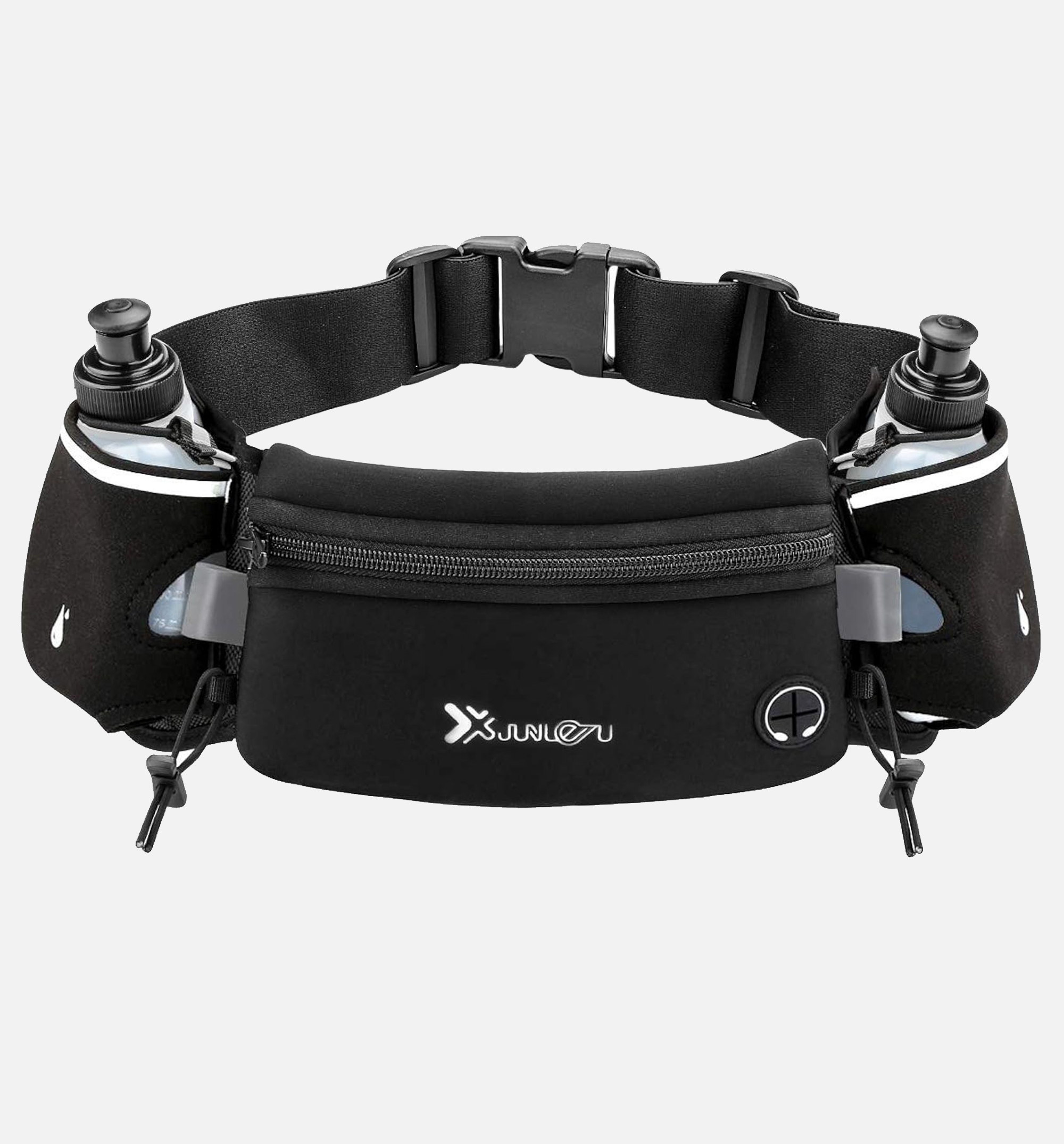 Running belt with water bottle, hands-free hydration for jogging and marathon training