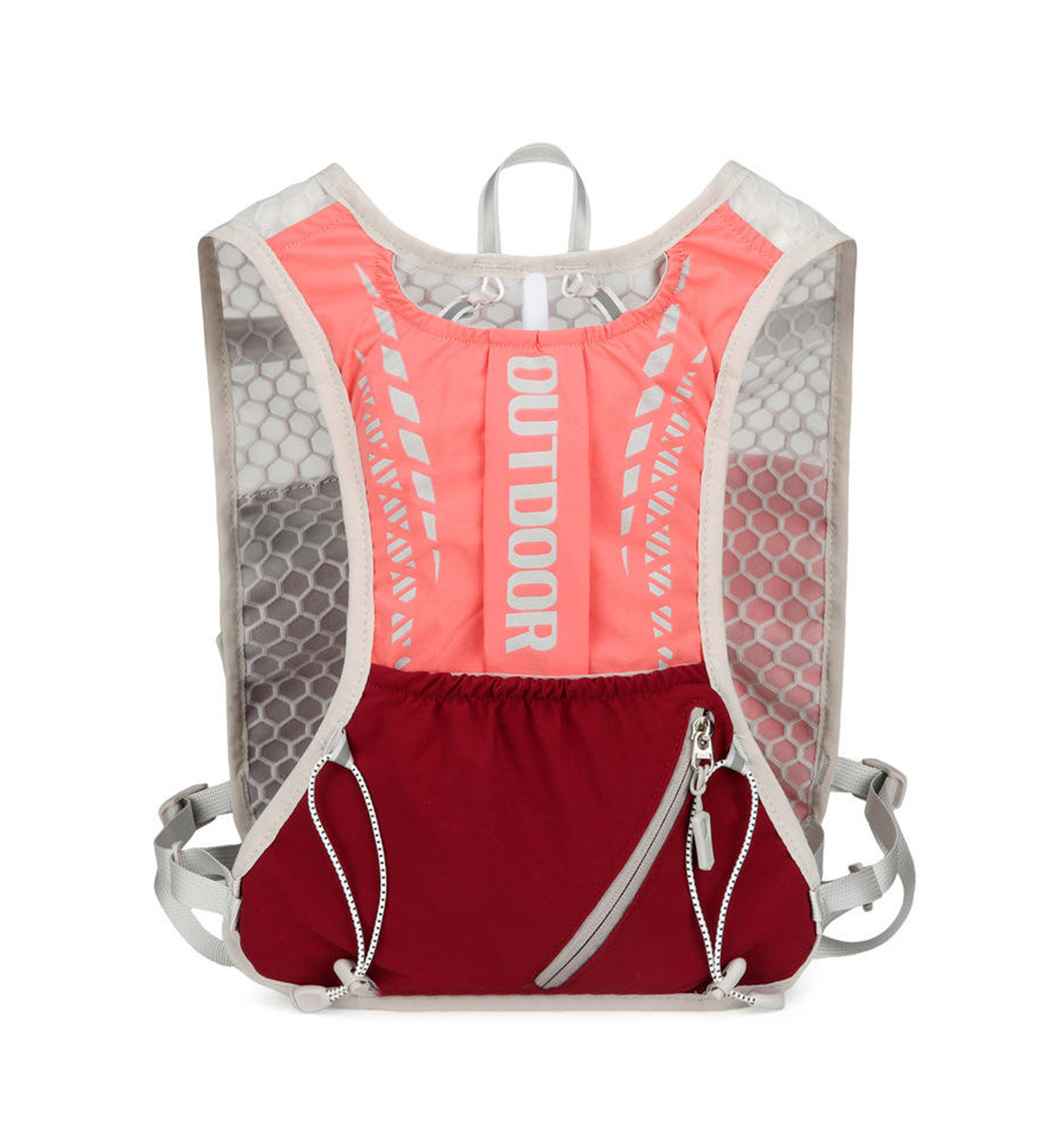 Outdoor-Hydration-Vest-Backpack-Maroon & Salmon Color