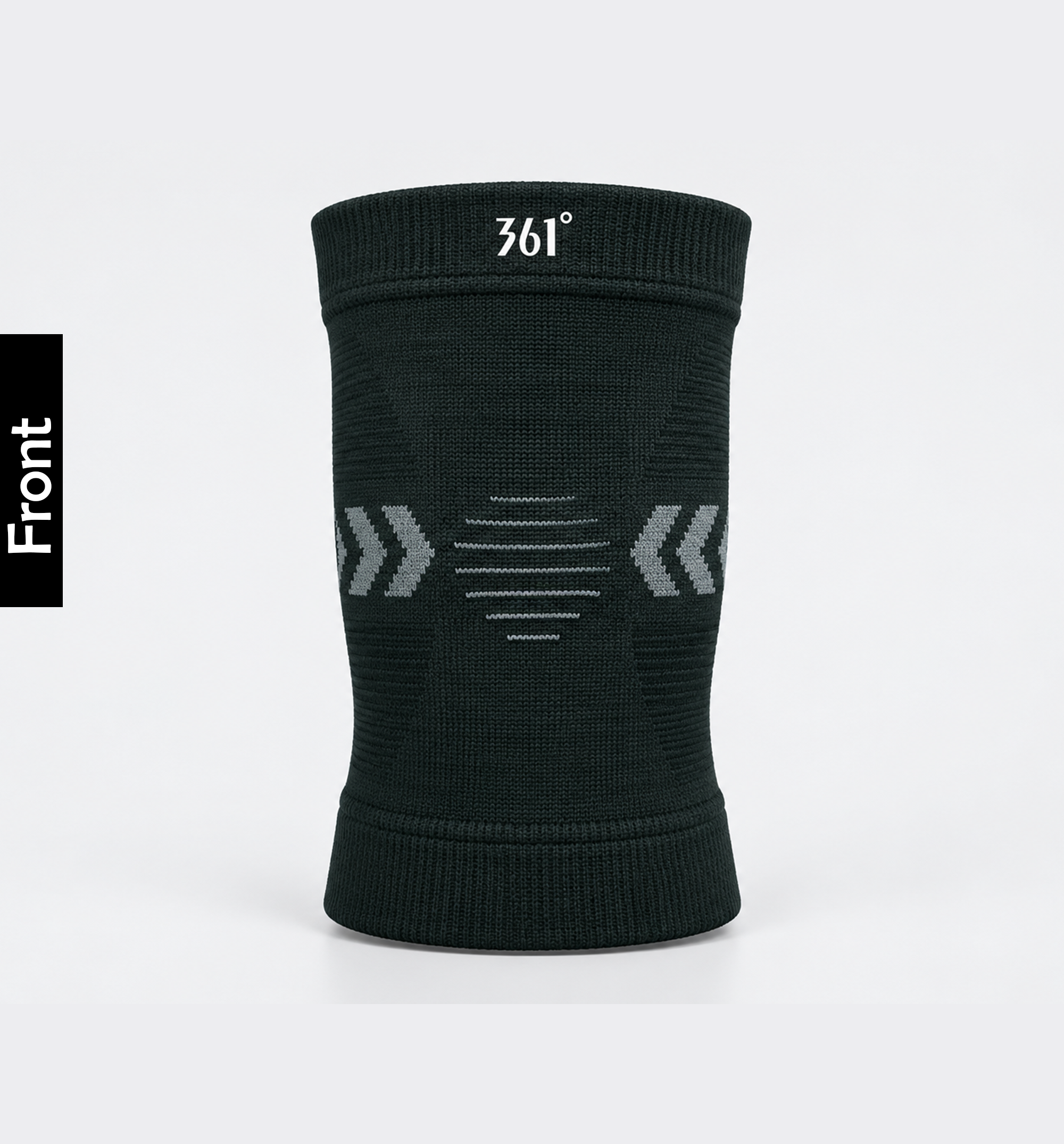 361° black sports knee support compression sleeve with breathable elastic fabric for running, gym and sports
