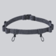 Adjustable Race Bib Holder Belt-1 Charcoal grey Race Bib Belt Pro with adjustable buckle, bib attachment loops, and elastic race essentials chambers on a soft grey background.
