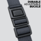 Adjustable Race Bib Holder Belt-2 Close-up of the Race Bib Belt Pro adjustable buckle showing its secure fastening and charcoal grey webbing.