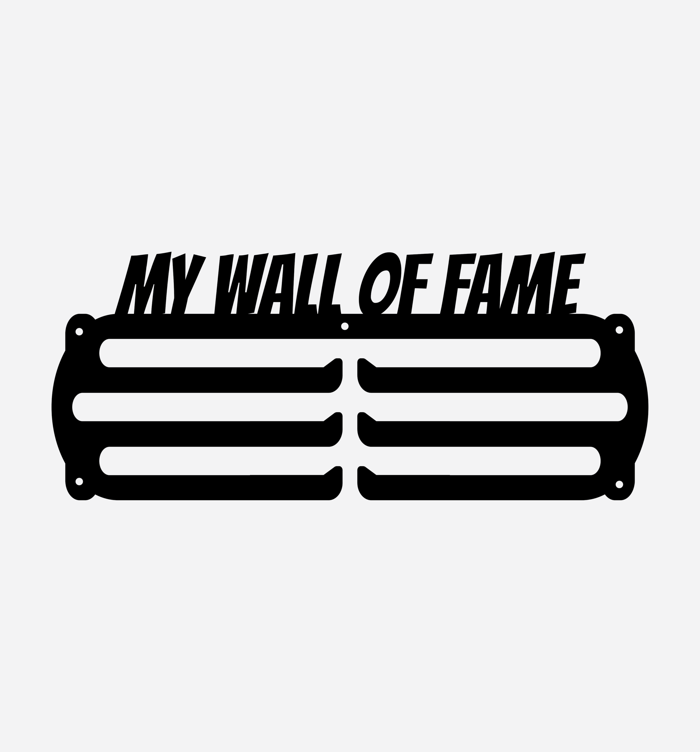 E-commerce banner for MY WALL OF FAME premium metal medal holder with product specifications and key features.